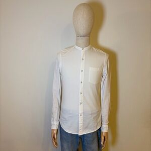 Topman White Grandad Collar Slim Fit Shirt - XS